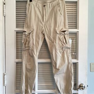 Zara Beige Cargo Trousers with Utility Pockets